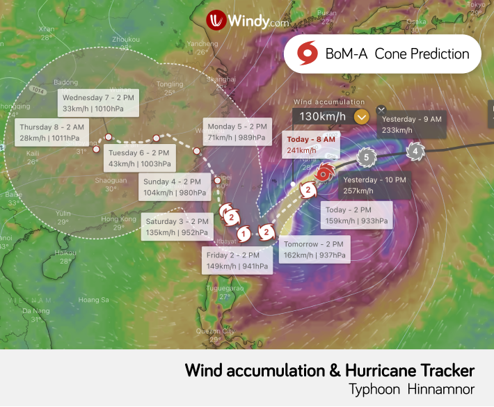 Photo: Windy.com; desc: Hurricane Tracker - Hinnamnor & Wind accumulation ; licence: cc