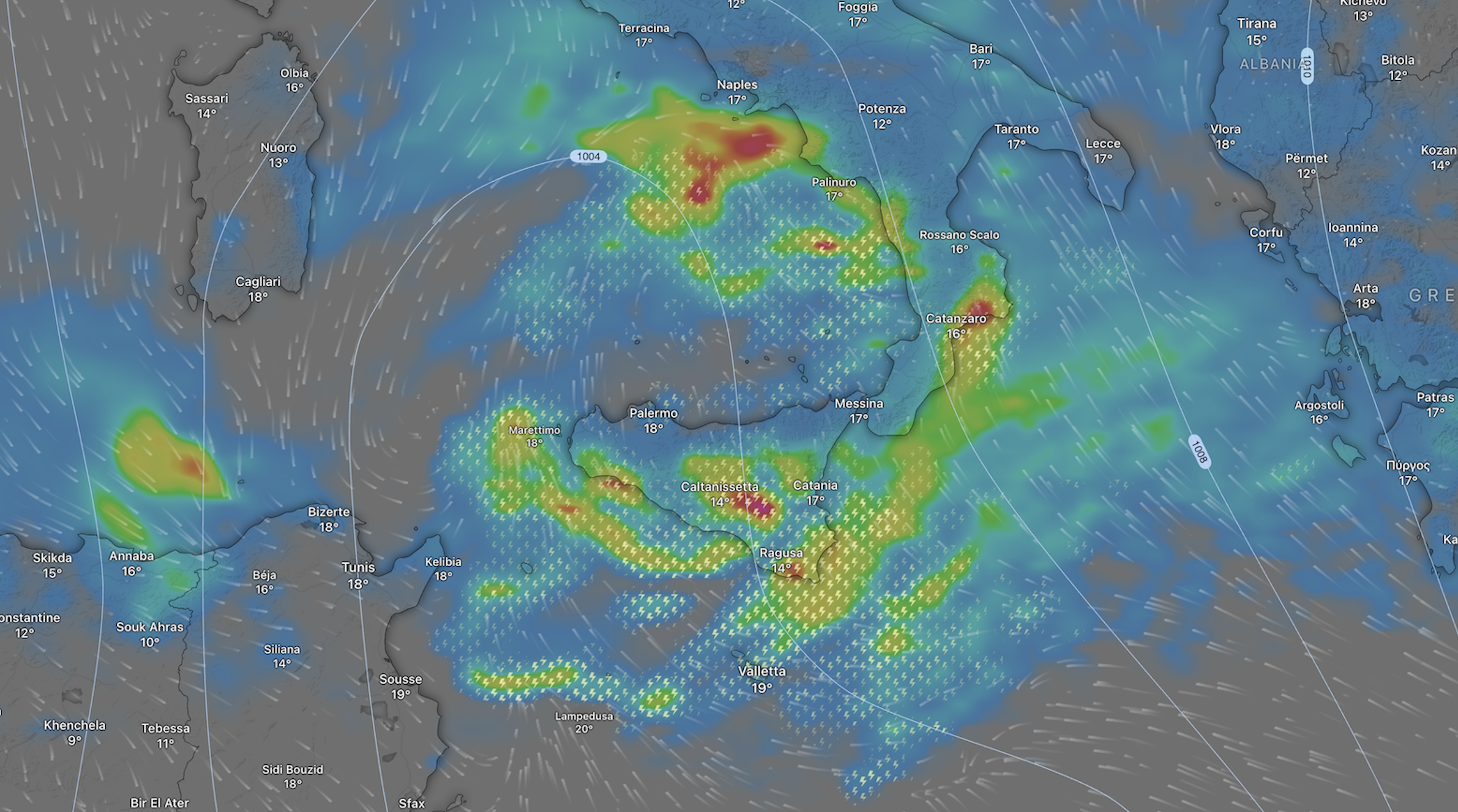 Storm Ines Brings Heavy Rainfall and Thunderstorms to the Central Mediterranean