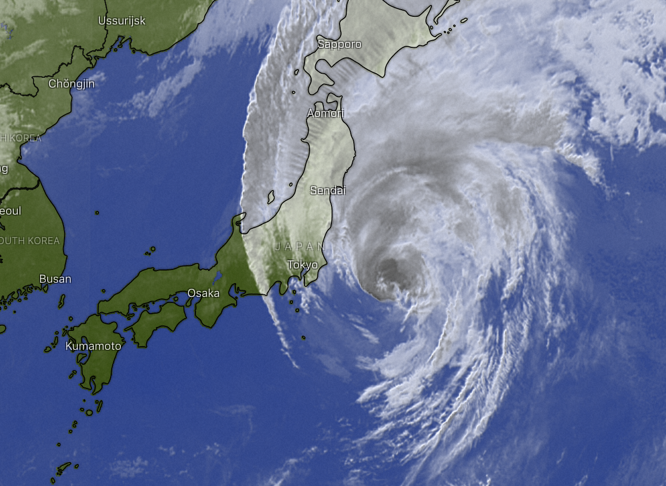Typhoon Mindulle passing near Japan’s coast