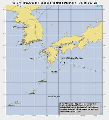 TS 09W (Francisco) Updated Position, Warning #16